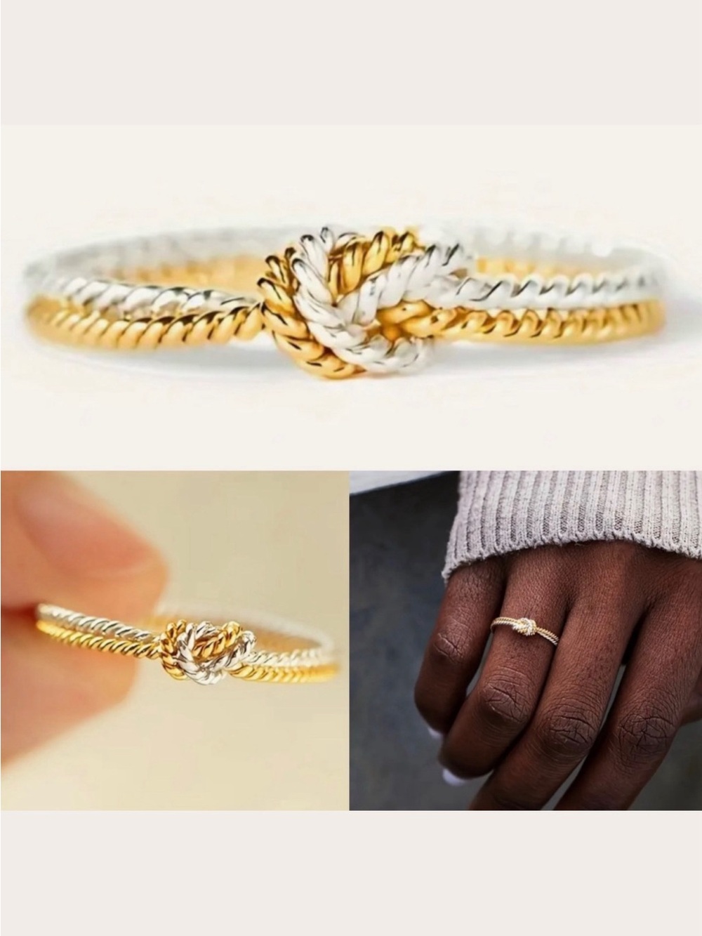 NEW Two Tone Knot Rope Ring Size 8